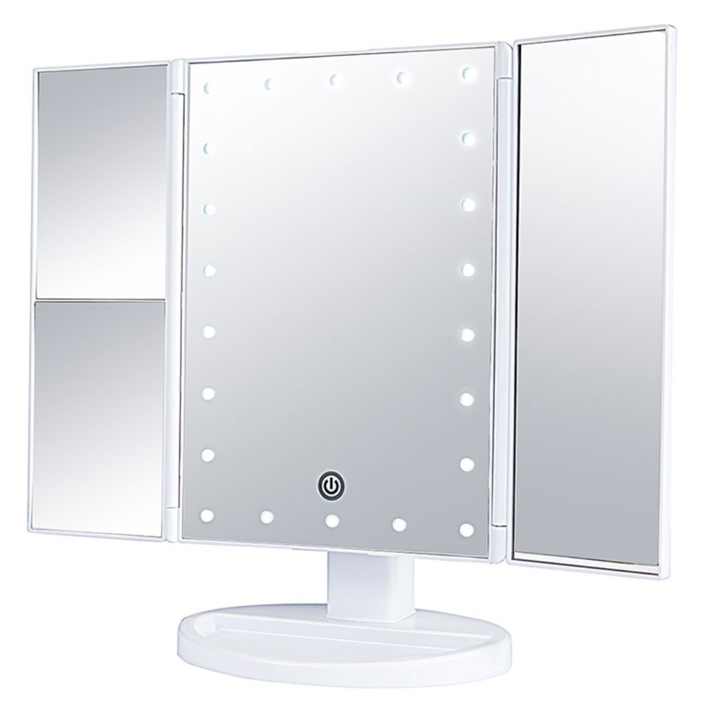LED Lights Make Up Table Mirror 180 Degrees For Women's - White